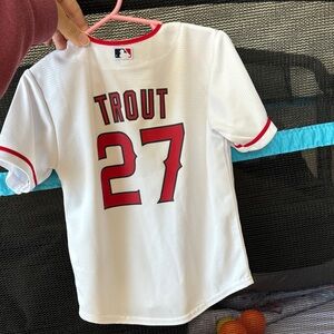 Angels Kids White and Red Baseball Jersey